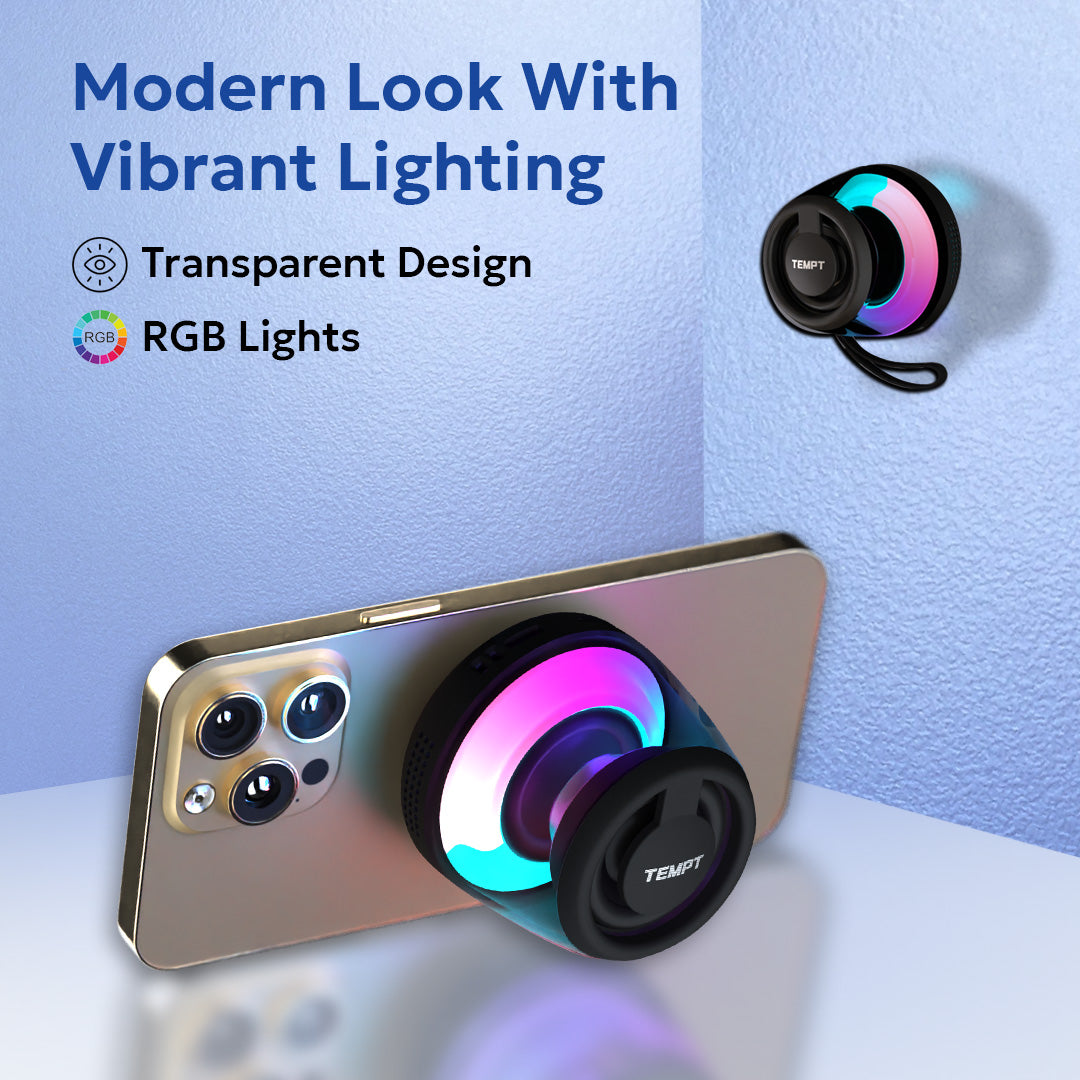 Tempt cameo transparent design and rgb lights bluetooth speaker