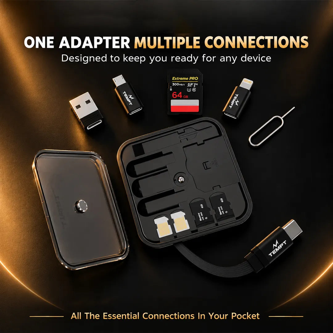 konekt_Black_color_one_adapter_multiple_connections_temptindia