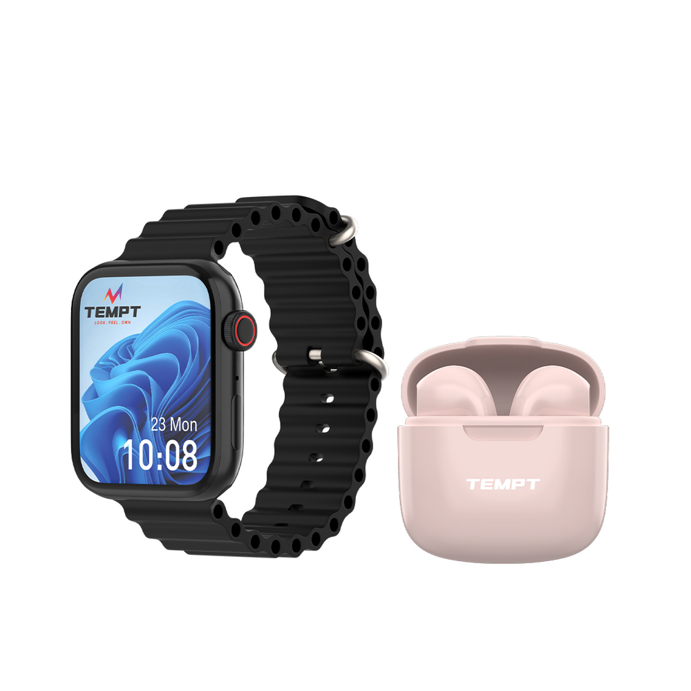 Verge X Smartwatch & Dots Bluetooth Earbuds (Combo)