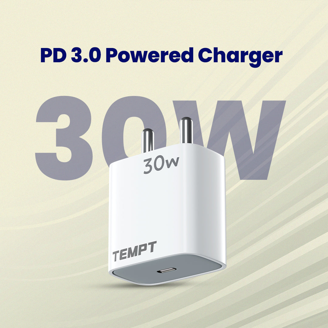Tempt Bolt 30W PD Fast Charging Type C Charger Adapter