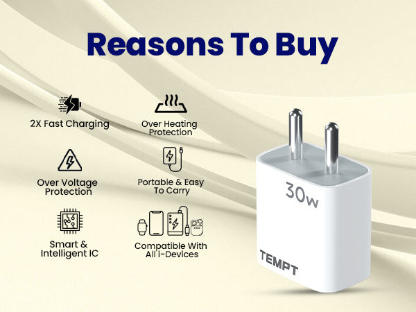 tempt bolt 30w pd pps charger , protection, 2x fast charging, reason to buy