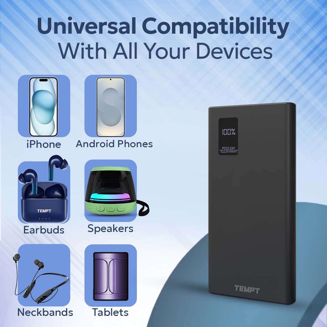 Tempt Booster Pro 10K Universal Compatibility Mobile Power Bank Phone Power Bank