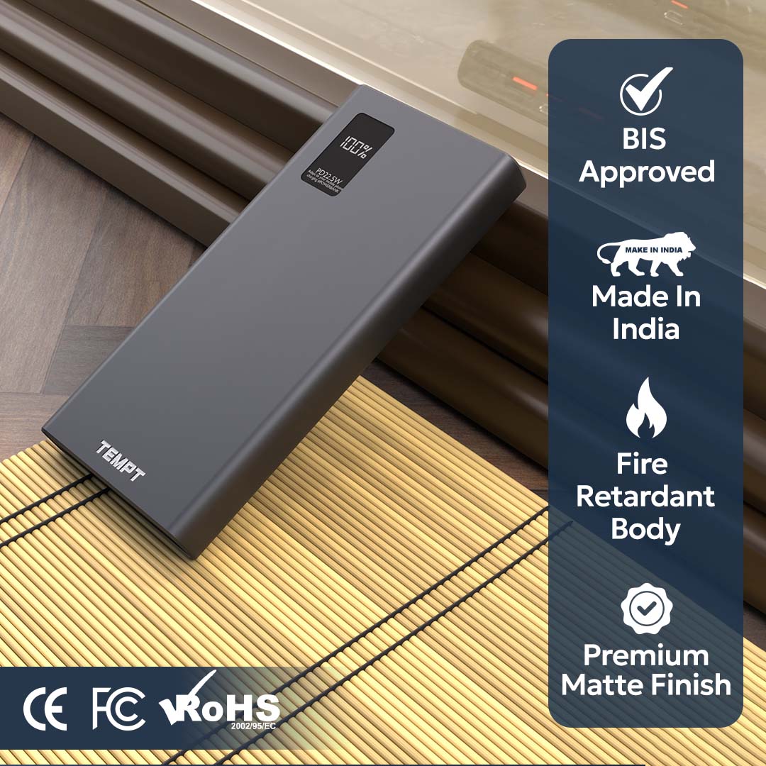 Tempt Booster Pro 10K BIS Certified Premium Build Mobile Power Bank Charger Power Banks