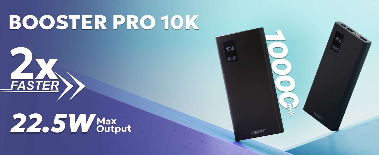 Tempt Booster Pro 10K 10000mAh Fast Charging Portable Charger Power Bank