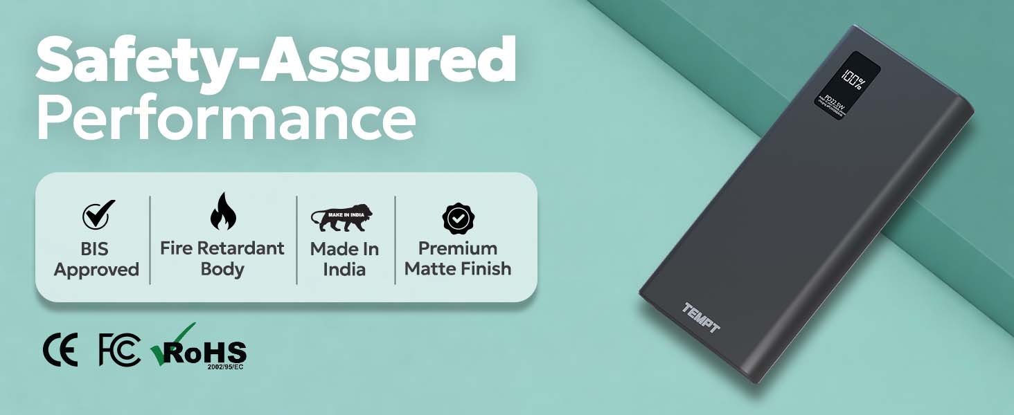 Tempt Booster Pro 10K BIS Certified Premium Build Fast Charging Power Bank