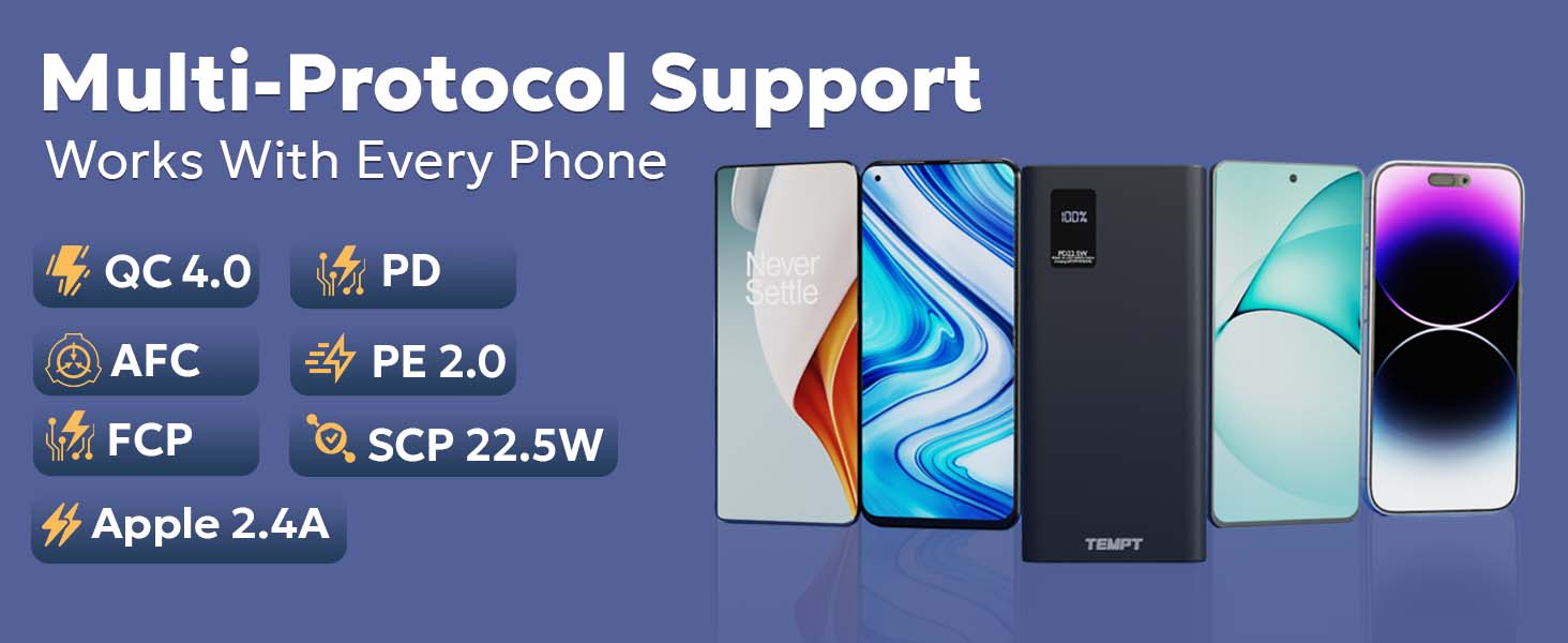 Tempt Booster Pro 10K Multi Protocol Fast Charging Compatible Power Bank