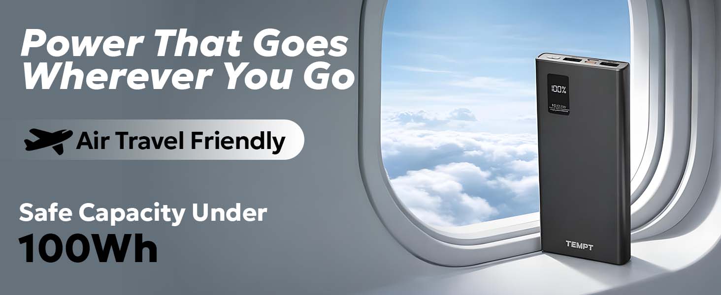 Tempt Booster Pro 10K Travel Friendly Portable Charger Mobile Power Bank