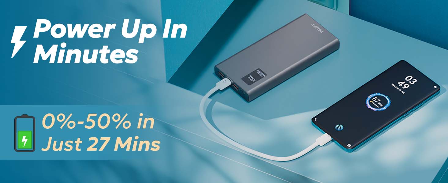 Tempt Booster Pro 10K Ultra Fast Charging Portable Charger Power Bank