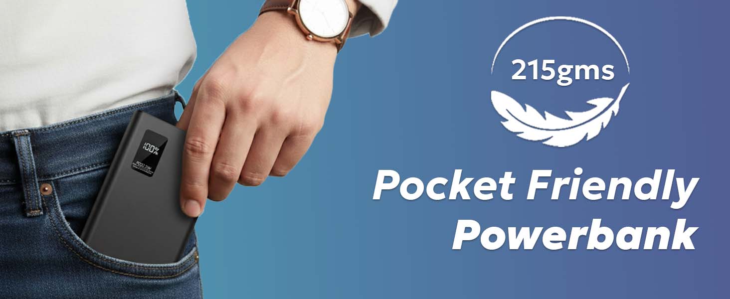 Tempt Booster Pro 10K Pocket Friendly Small Power Bank Portable Charger, 215grms