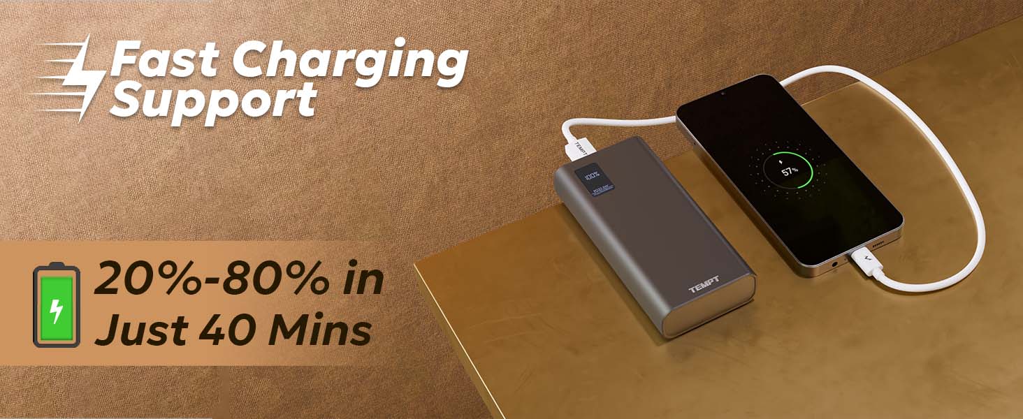 Tempt Booster Pro 20K Fast Charging Support Mobile Power Bank Charger Power Bank