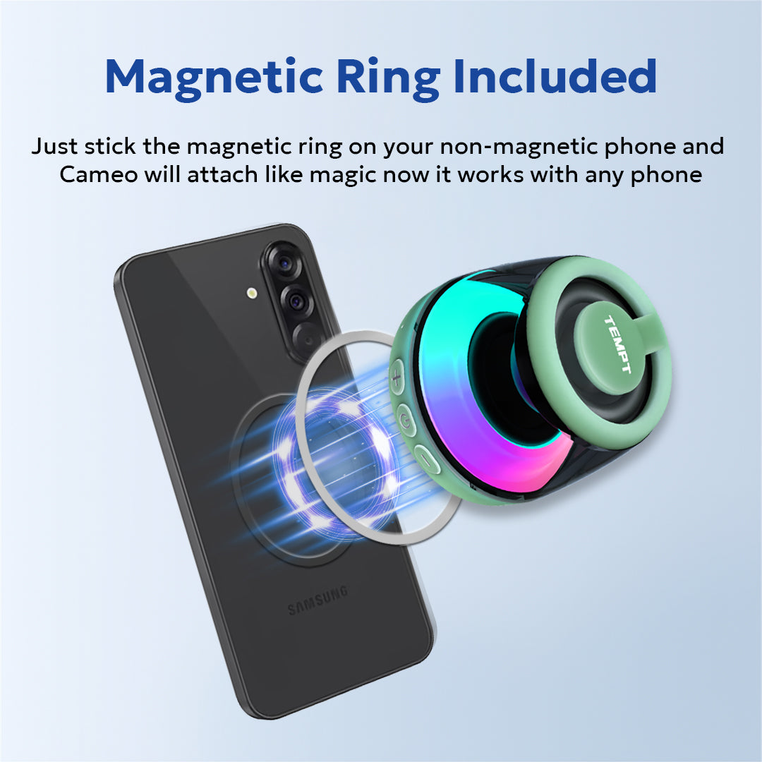 Tempt Cameo Green Magnetic Ring Compatible Bluetooth Mini Speaker Mobile Speaker