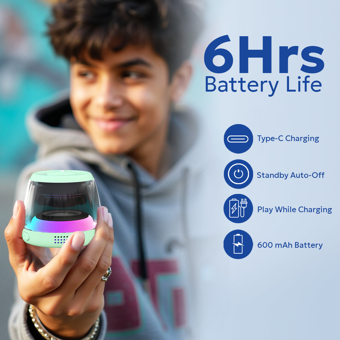 Tempt Cameo Green 6 Hours Battery Portable Bluetooth Speaker Mini Wireless Speaker