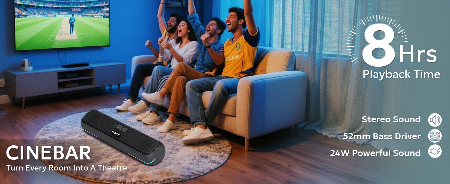Tempt Cinebar 8 Hours Playback Bluetooth Soundbar Portable Soundbar