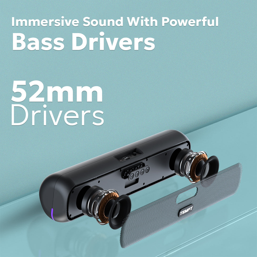 Tempt CineBar Portable Soundbar with Dual Bass Drivers Soundbar
