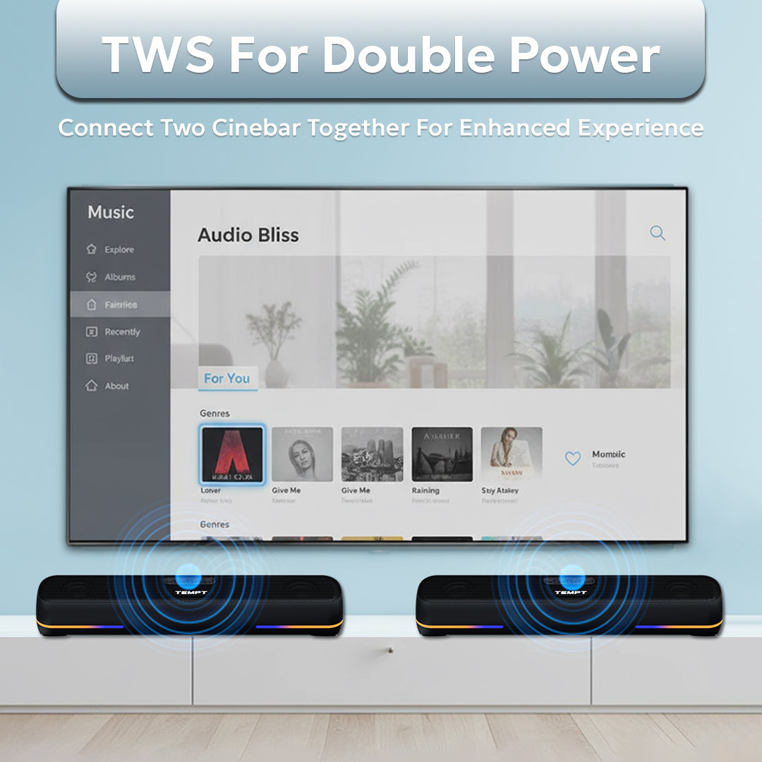 Tempt CineBar Wireless Soundbar with TWS Double Power Home Theater Soundbar
