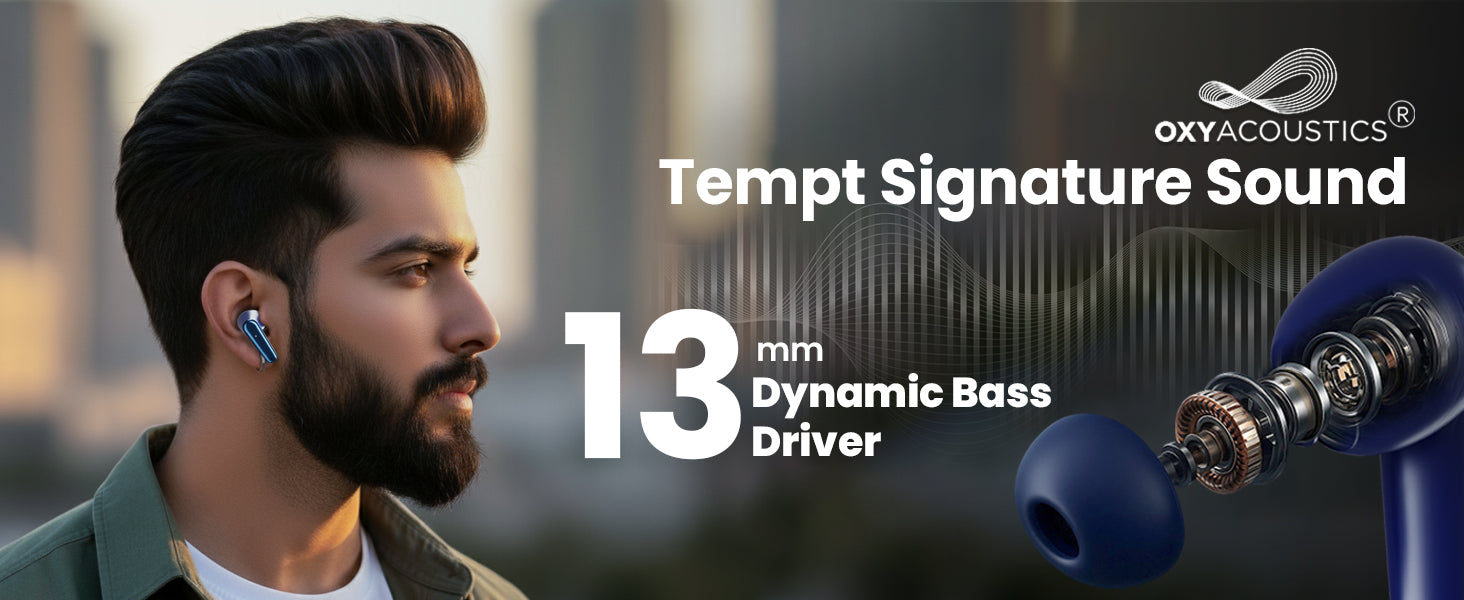 Tempt Cult Pro 13mm Dynamic Bass Driver Wireless Earbuds Best Sound Quality Earbuds