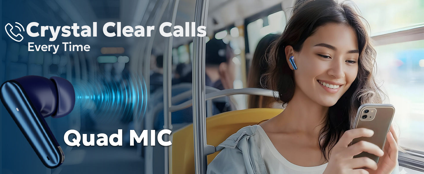 Tempt Cult Pro Quad Mic Clear Calls Bluetooth Wireless Earbuds Earbuds for Calls