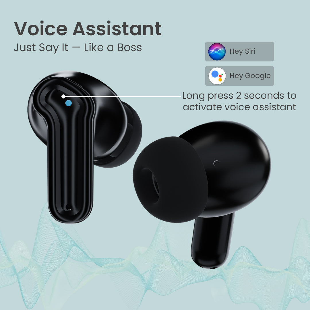 Tempt Dots Pro Voice Assistant Siri Google Bluetooth Black Wireless Earbuds