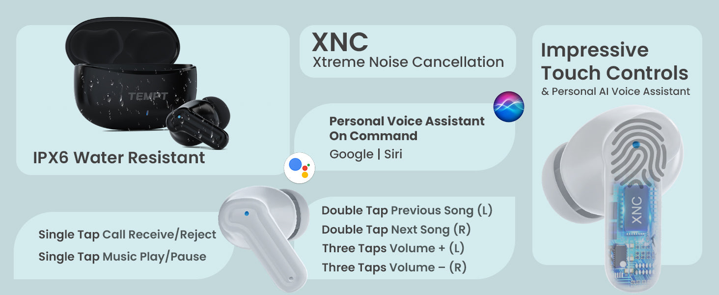 Tempt Dots Pro Quad Mic Noise Cancelling Best Earbuds for Calls Wireless Earbuds