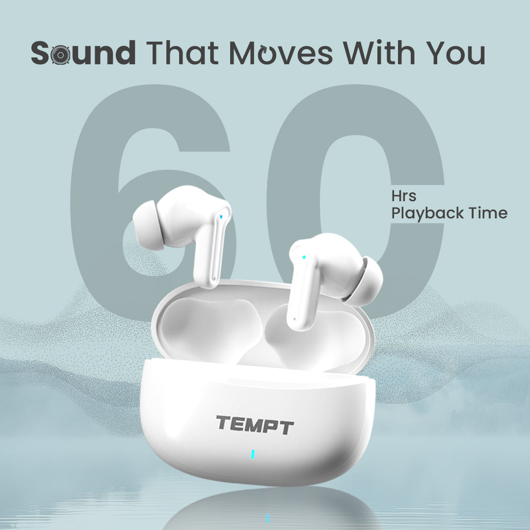 Tempt Dots Pro 60 Hours Playback Long Battery Wireless Earbuds