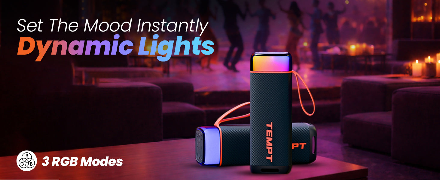 Tempt Enigma bluetooth mini speaker with dynamic RGB lights for party wireless speaker