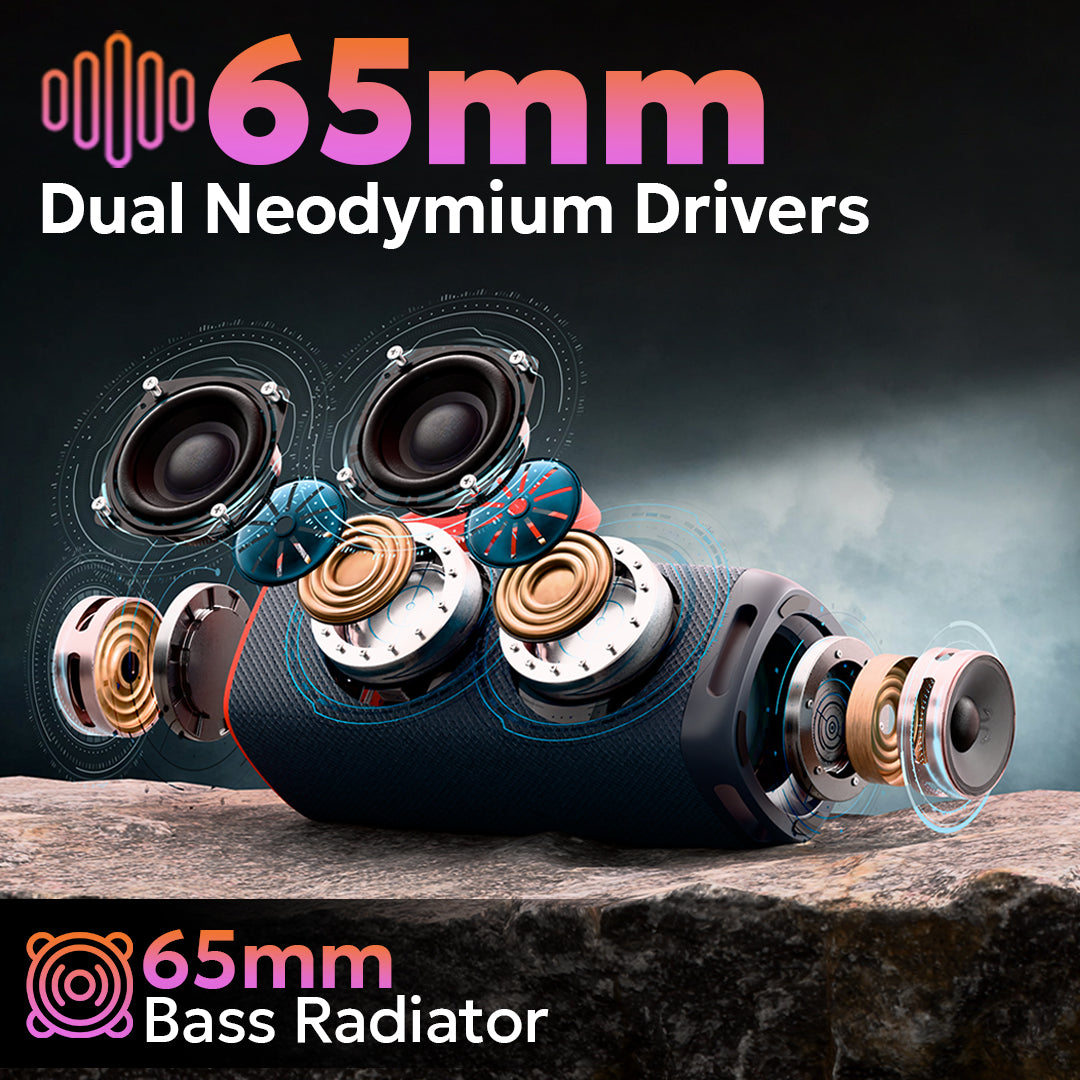 Tempt Enigma Dual 65mm Neodymium Drivers High Bass Bluetooth Speaker