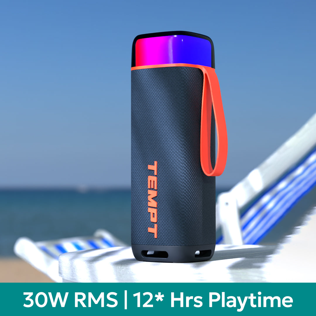 Tempt Enigma 30W RMS Portable Bluetooth Speaker with Long Playtime