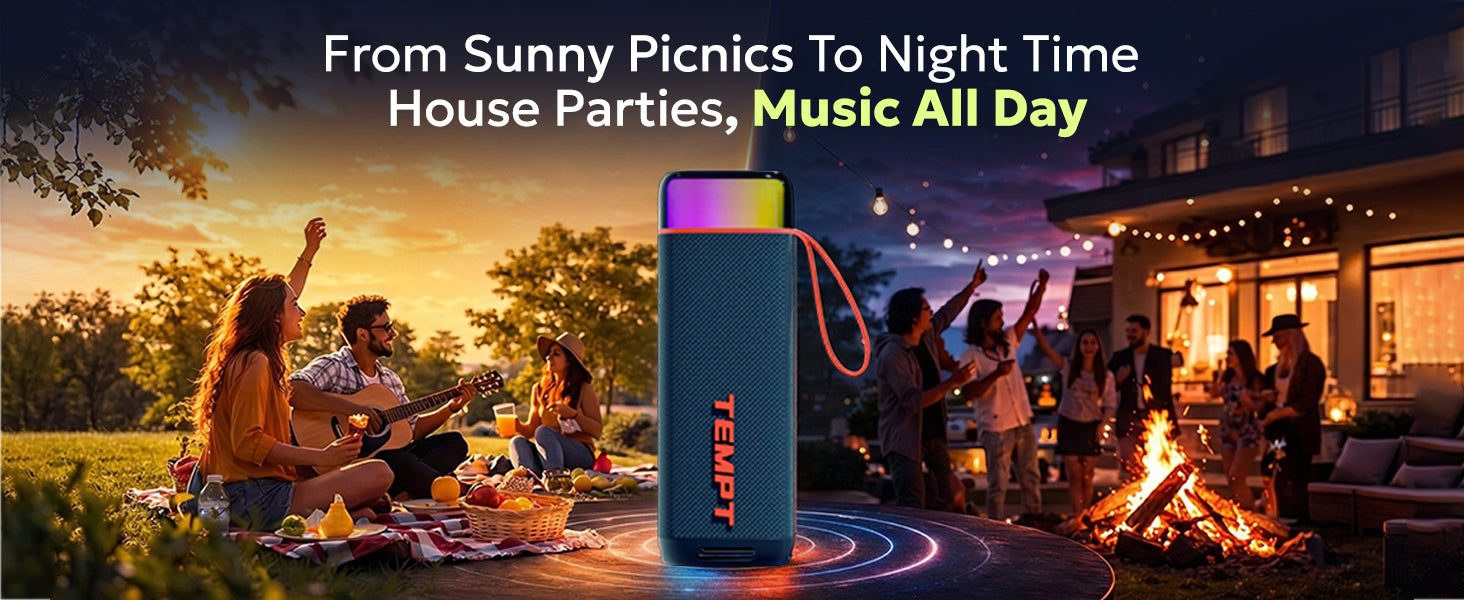 Tempt Enigma portable bluetooth speaker with all day battery backup best wireless speakers India