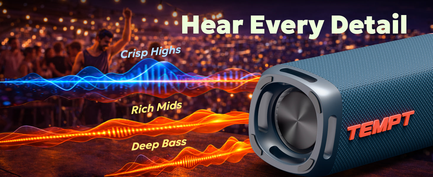 Tempt Enigma crisp highs rich mids small bluetooth speaker with clear sound wireless speaker