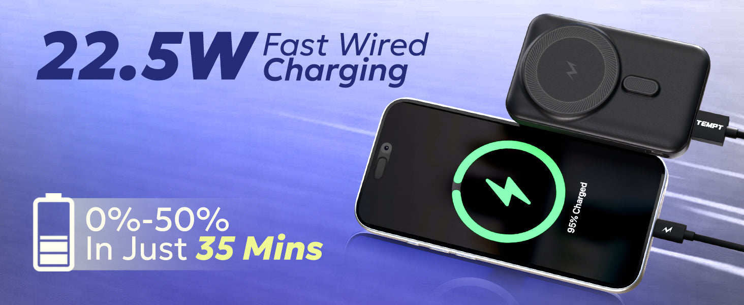 Tempt Flair 22.5W Fast Charging Phone Power Bank Portable Charger
