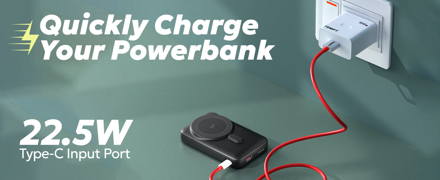 Tempt Flair Type-C Fast Recharge Portable Power Bank Charger