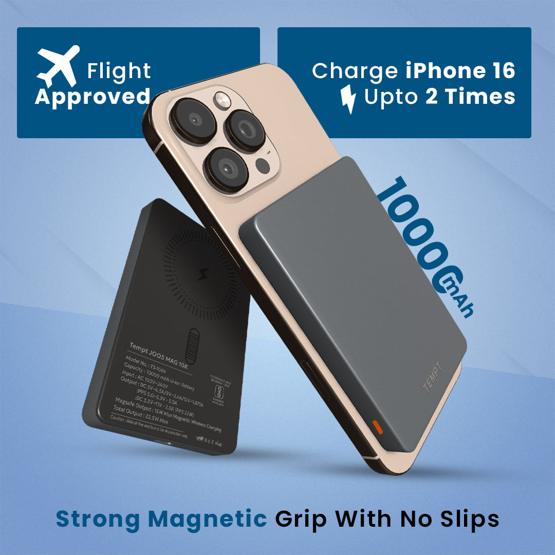 Tempt Joos Mag 10K Flight Approved 10000mAh Portable Power Bank Charger