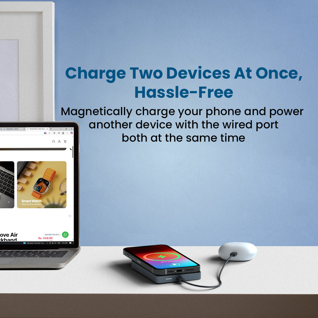 Tempt Joos Mag 10K Dual Device Charging Wireless Power Bank Portable Charger