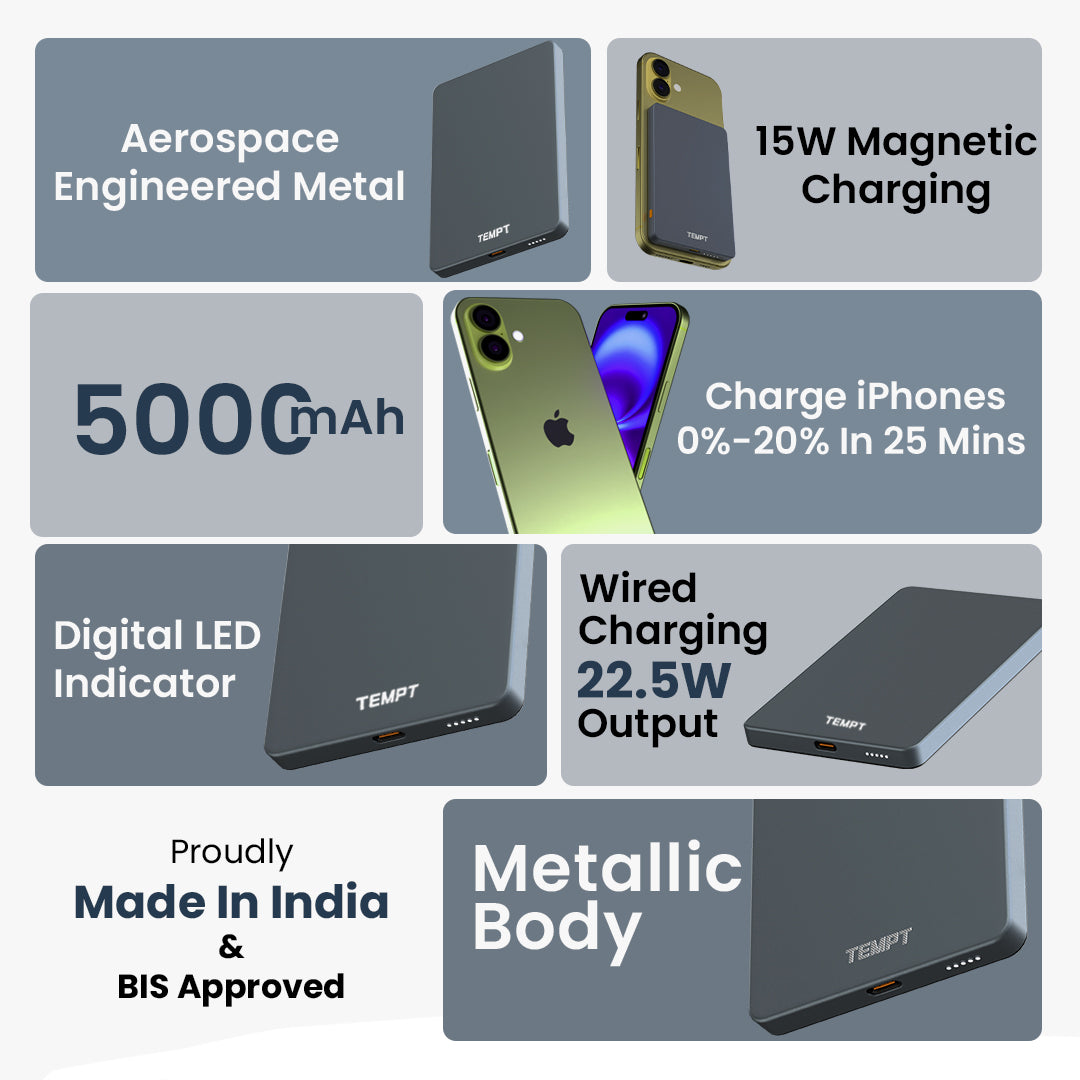 Tempt Joos Mag 5K 5000mAh Magnetic Fast Charging Power Bank Portable Charger