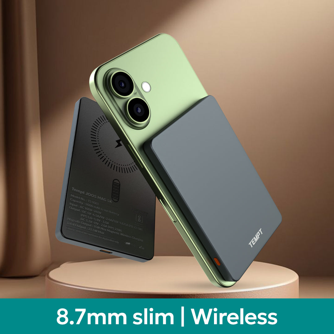 Tempt Joos Mag 5K Ultra Slim 8.7mm Wireless Power Bank Portable Charger