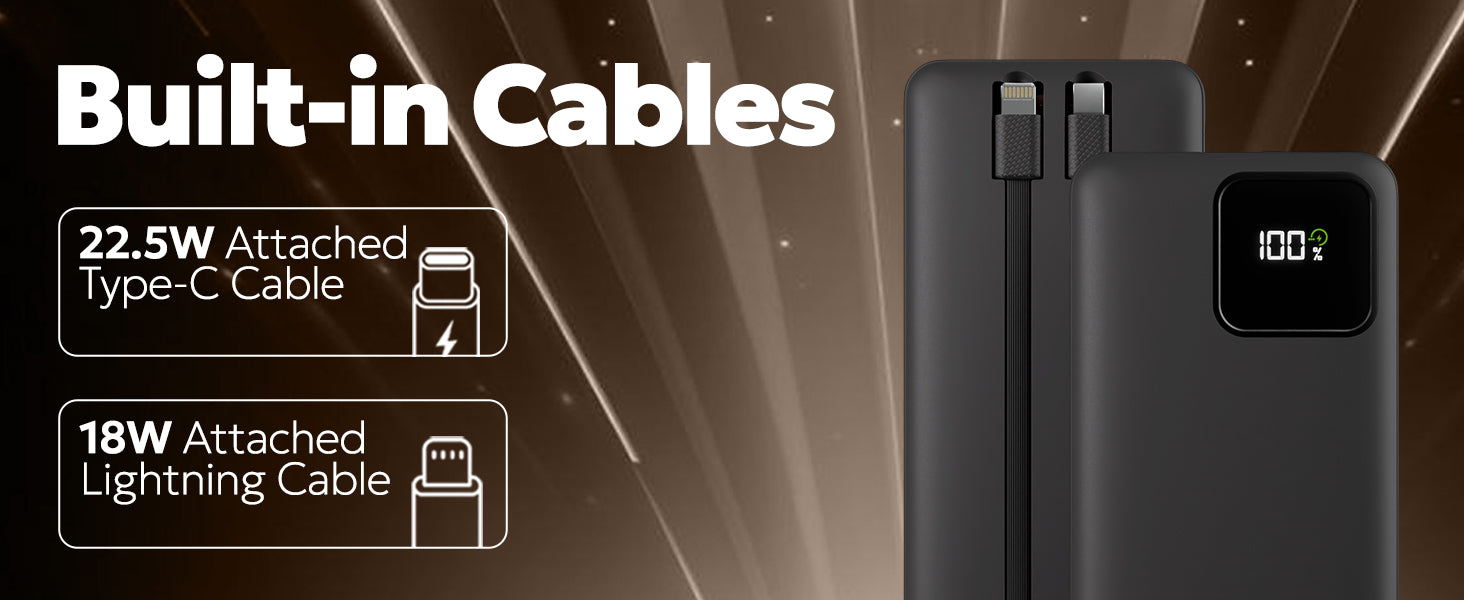 Tempt Joos QCPD 10K Built-in Type-C Lightning Cable Fast Charging Power Bank