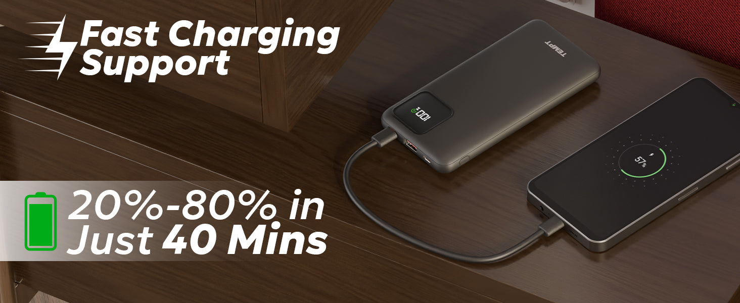 Tempt Joos QCPD 10K Fast Charging Support Mobile Power Bank Charger