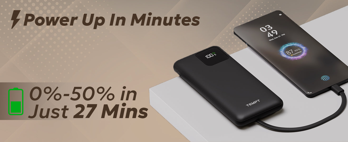 Tempt Joos QCPD 10K Ultra Fast Charging Portable Charger Power Bank