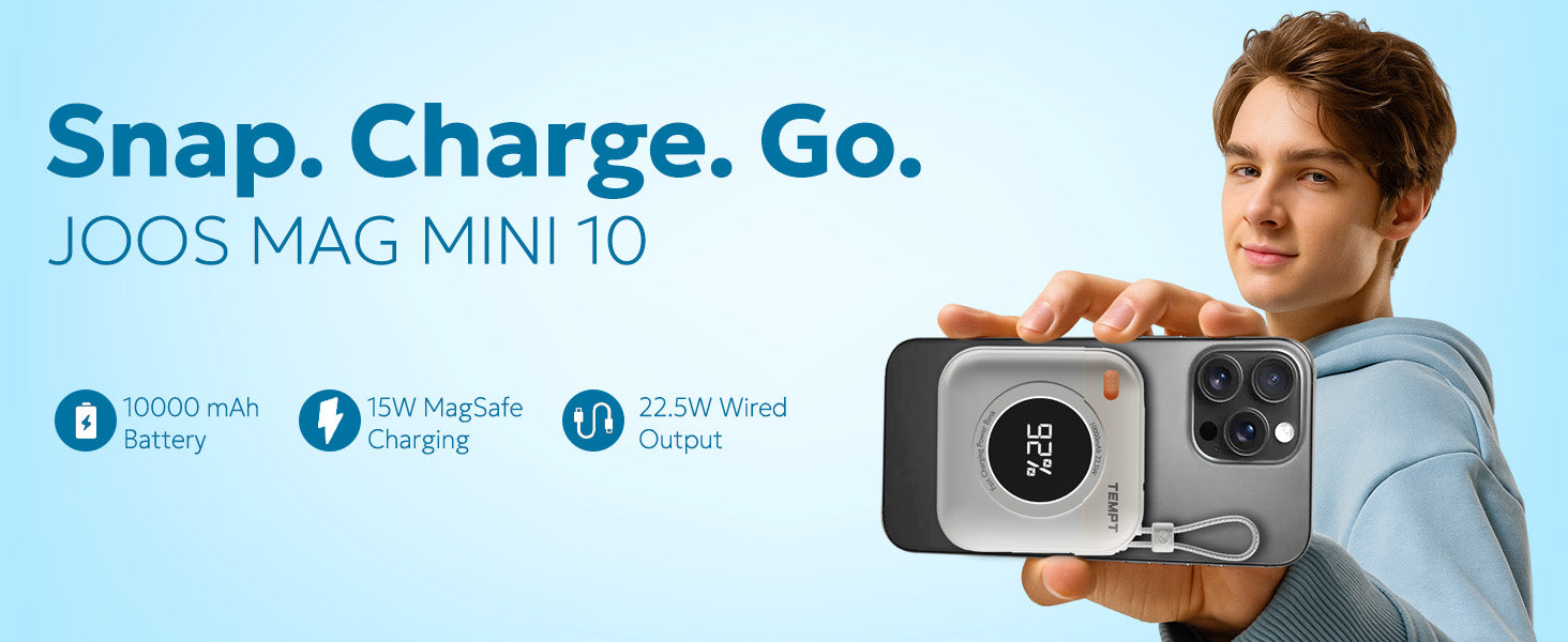 Tempt MagMini 10000mAh Magnetic Wireless Charging Power Bank
