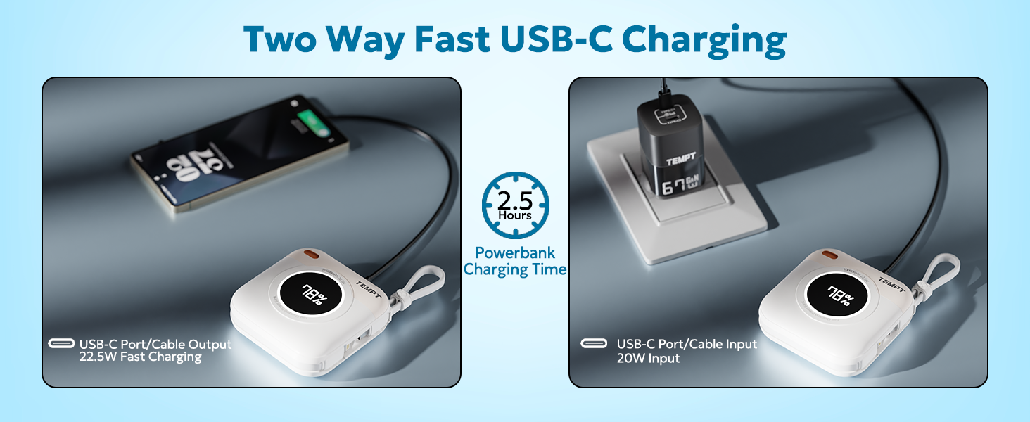 Tempt MagMini Bidirectional Type-C Fast Charging Mobile Power Bank