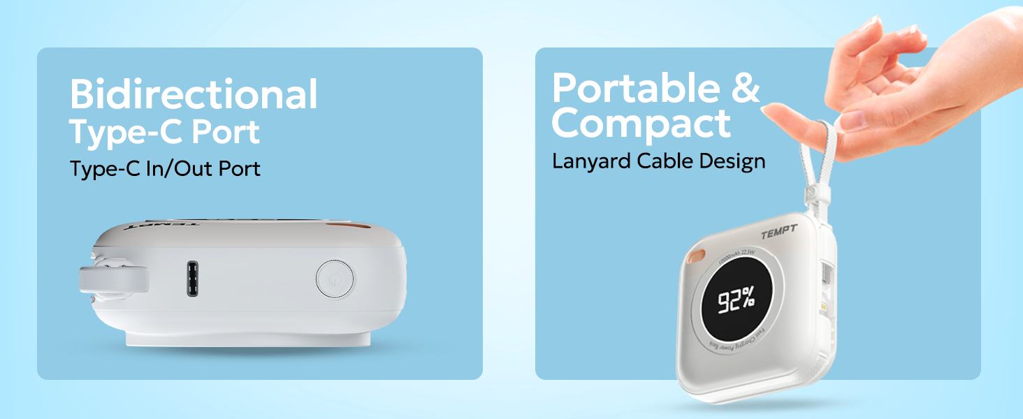 Tempt MagMini Bidirectional Type-C Portable Power Bank Charger