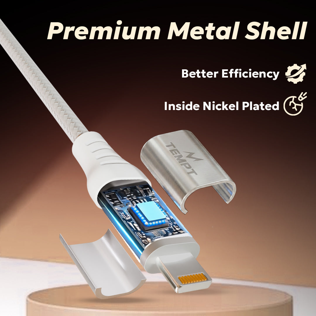 Tempt NOVA 27W Lightning Cable Premium Metal Shell Cable