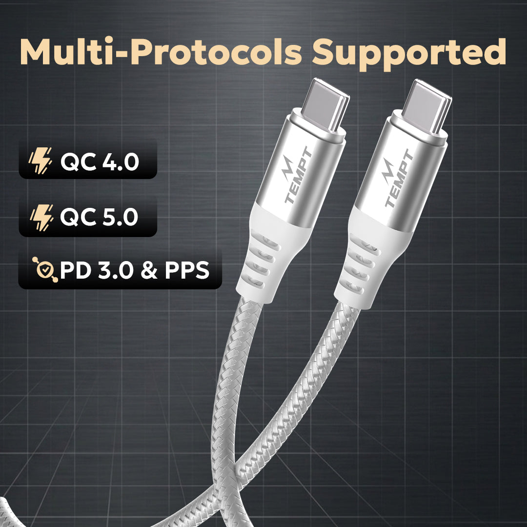 Tempt NOVA 65W Quick Charge Cable Multi Protocol Support PD 3.0 PPS QC 4.0 Cable