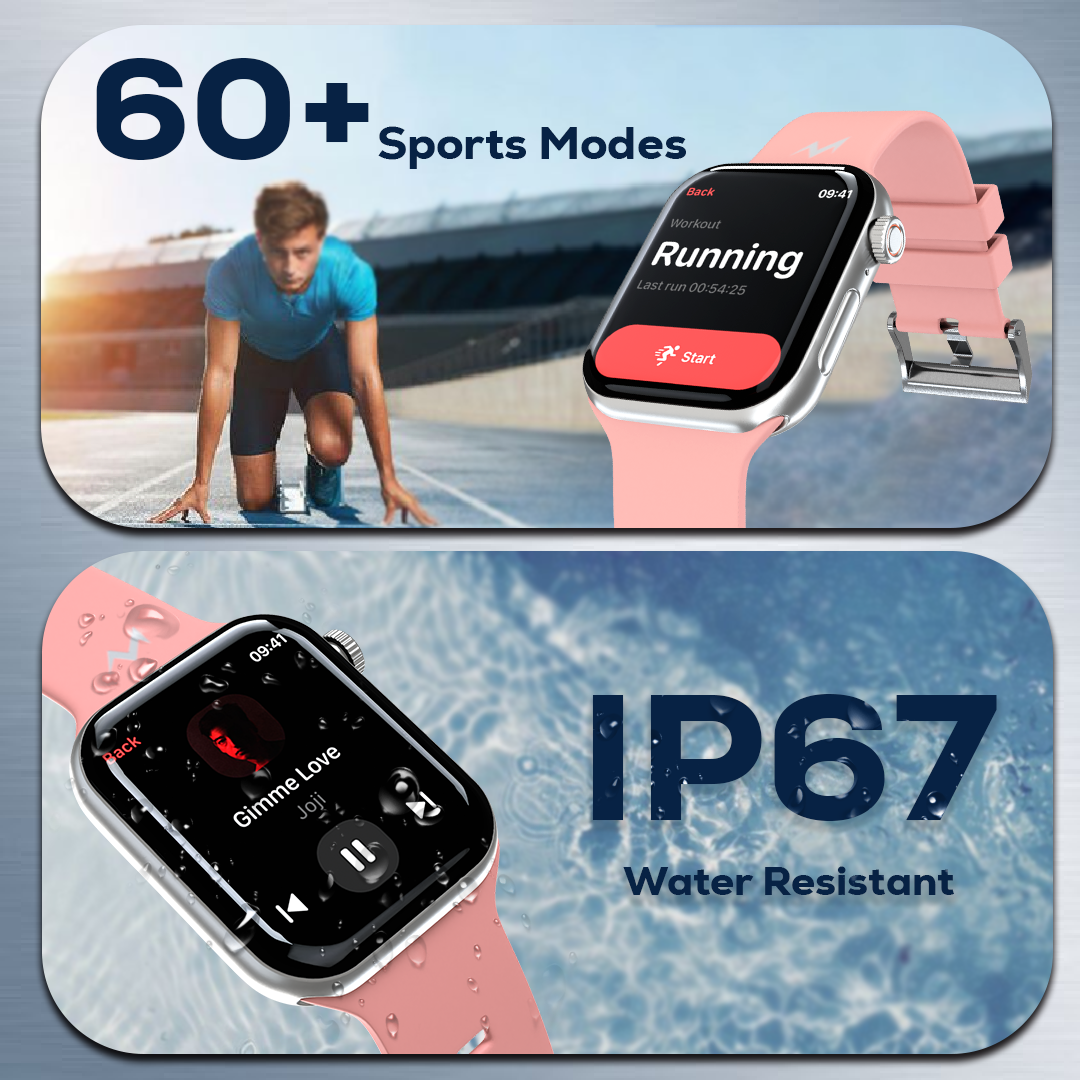 Tempt Streak X Peach Smartwatch with 60 Plus Sports Modes and IP67 Water Resistant Fitness Smartwatch