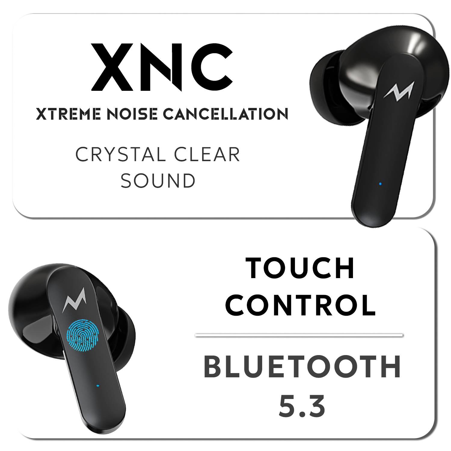 Tempt Thunder X Active Noise Cancelling Touch Control Bluetooth Wireless Earbuds