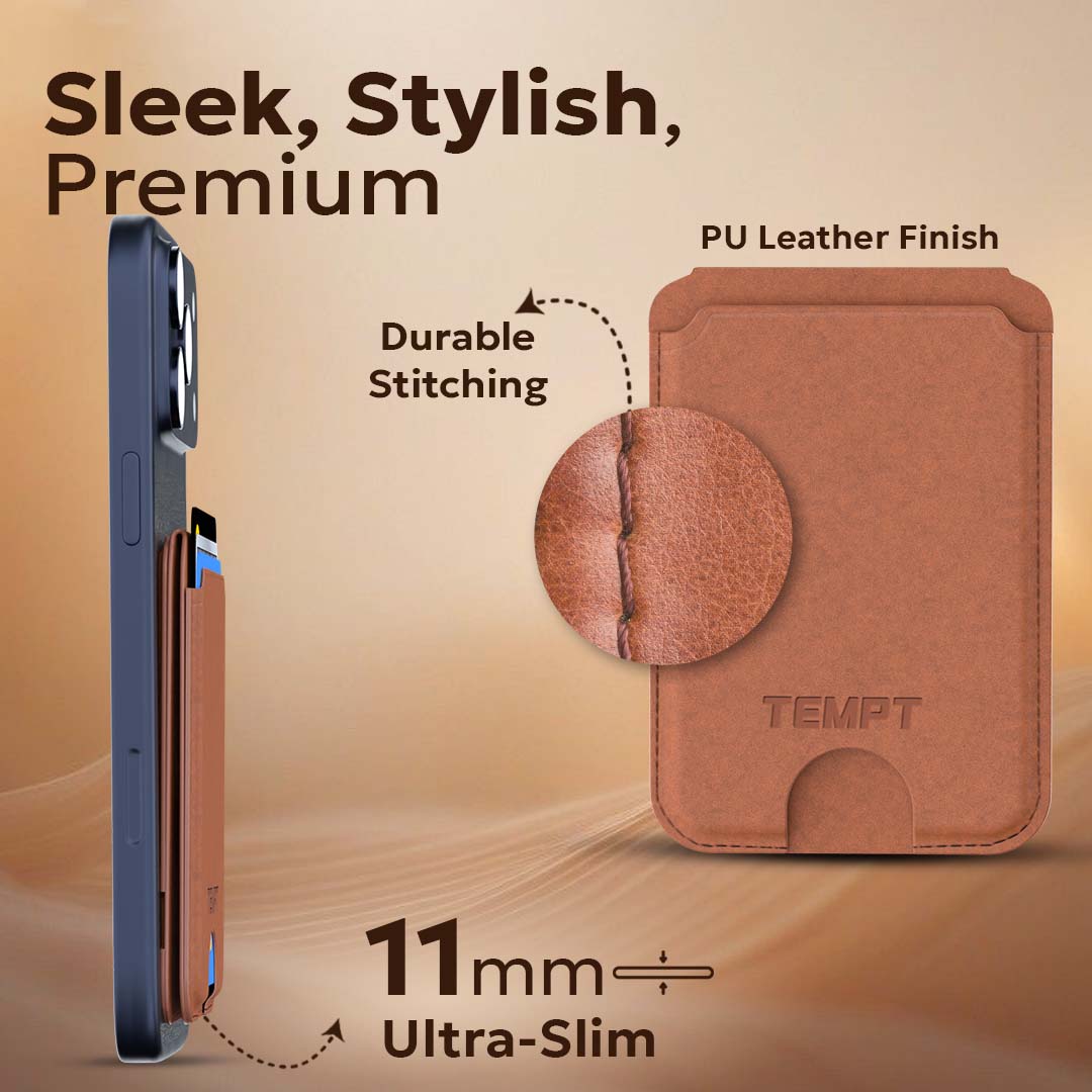 Tempt Trigo Brown Foldable Wireless Charger with Premium PU Leather Finish Wireless Charger