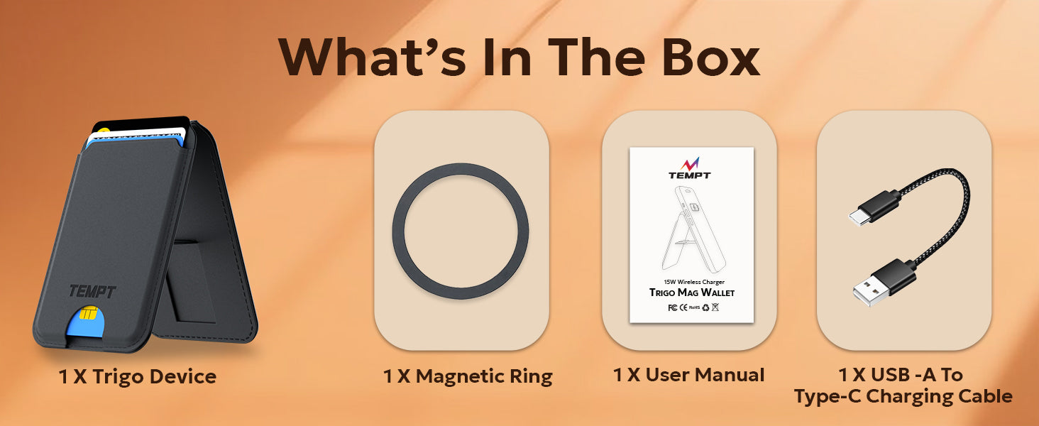 Tempt Trigo MagSafe Wireless Charger Box Contents Wireless Charger