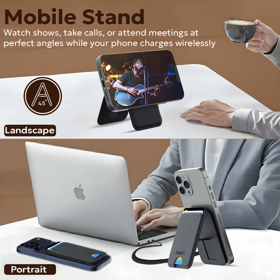 Tempt Trigo Wireless Charger with Stand Supporting Landscape and Portrait Mode Wireless Charger