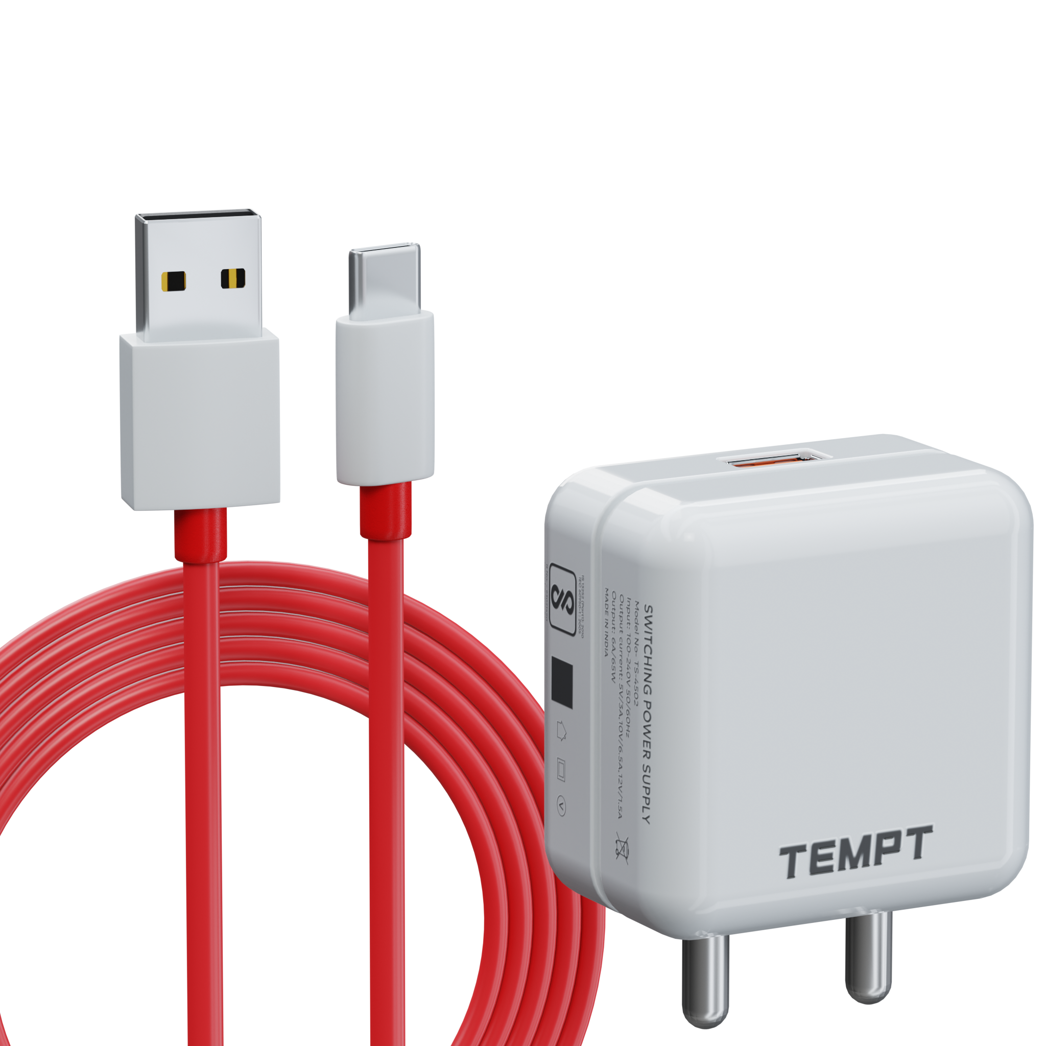 Tempt Turbo 65 Fast Charging USB-C Adapter 35 Minute Charging Phone Charger, fastest charger
