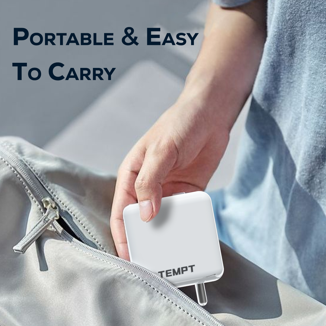 Tempt Turbo 65 Portable USB-C Charger Adapter Compact Phone Charger